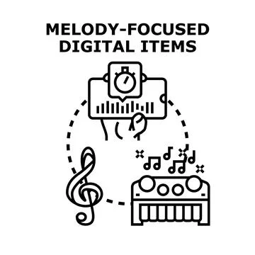 Creating and managing digital music melodies and audio production Stock Illustration
