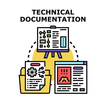 Creating and managing technical documentation concepts Stock Illustration