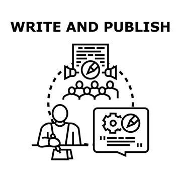 Creating and publishing content for wide audience reach Stock Illustration