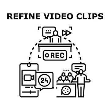 Creating and refining video clips process concept Stock Illustration