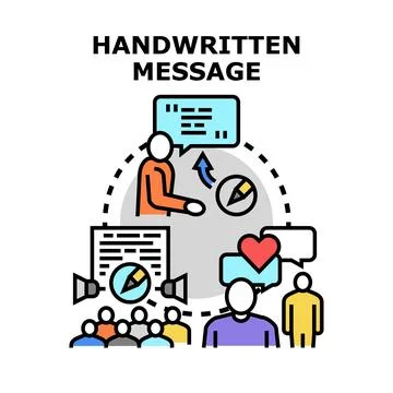 Creating and sending handwritten messages in communication cycle イラスト素材