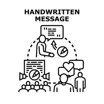Creating and sending handwritten messages in communication cycle Stock Illustration