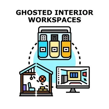 Creating and storing digital interior design workspaces concept 스톡 일러스트