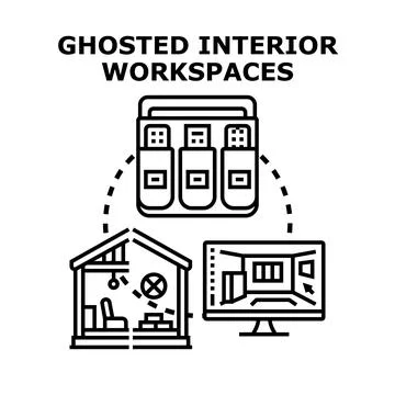 Creating and storing digital interior design workspaces concept Stock Illustration
