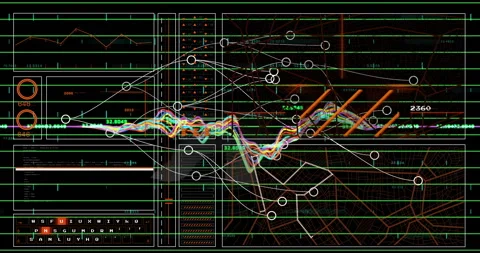 Creating animation of complex data visualization with graphs and charts on Stock Footage 303675350