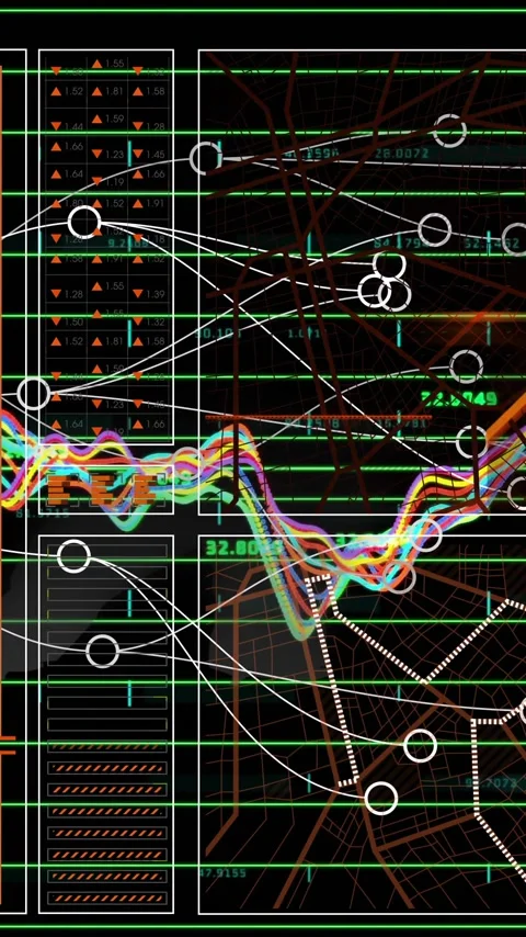 Creating animation of complex data visualization with graphs and charts on Stock Footage 319811594