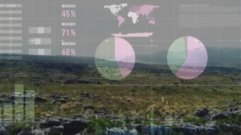 Creating animation of data visualization with graphs and world map over Stock Footage 329923148