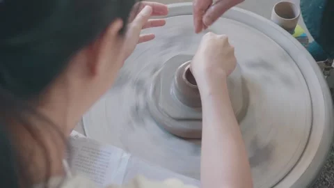 Creating Art on the Pottery Wheel Stock Footage 318917008