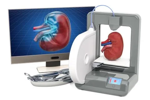 Creating artificial kidney on three dimensional printer, 3d printing in medic Stock Illustration