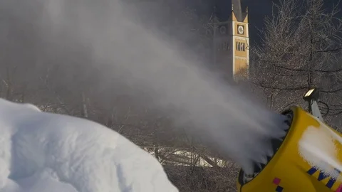 Creating artificial snow in Austria Stock Footage 71124281