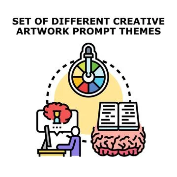 Creating artwork with ai prompts and creative themes Stockillustratie