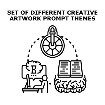 Creating artwork with ai prompts and creative themes Stock Illustration