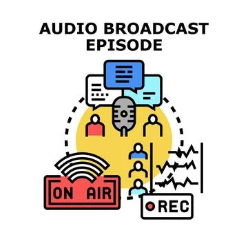 Creating audio broadcast episode concept vector 스톡 일러스트