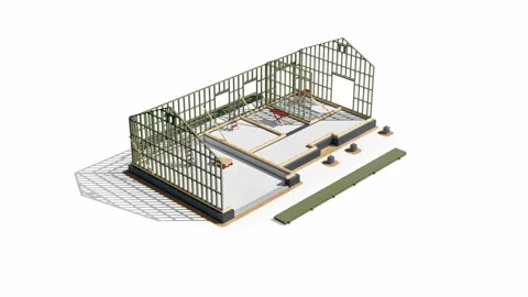 Creating basement and wood frame structure of building. 動画素材 111319686