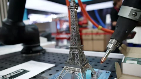 Creating a Beautiful 3D Printed Miniature Model of the Eiffel Tower Architecture Stock Footage 283357932