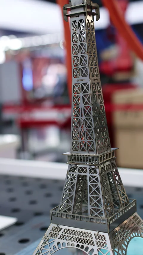 Creating a Beautiful 3D Printed Miniature Model of the Eiffel Tower Architecture Stock Footage 293043660