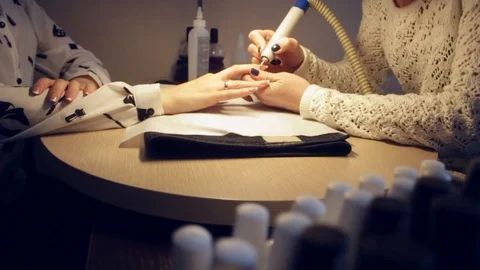 Creating a beautiful manicure. SPA. Sanatorium. Recreation. Stock Footage 87775737