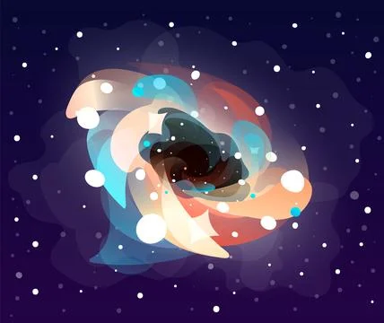 Creating black hole in space among bright stars, vector isolated icon for game Illustrazione stock