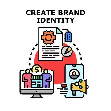 Creating brand identity development planning process Stock Illustration