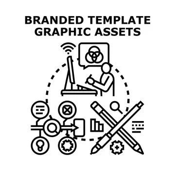 Creating branded template graphic assets and design process Stock Illustration