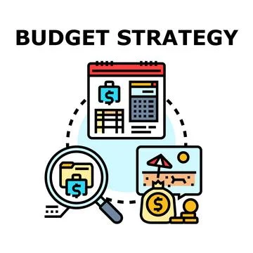 Creating a budget strategy for financial planning and allocation Stock Illustration