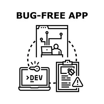 Creating a bug free application through development and quality assurance 库存插图