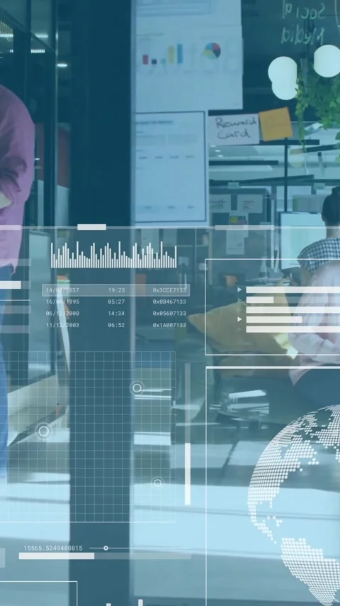 Creating business analytics and data visualization, diverse team working in Stock Footage 343028615
