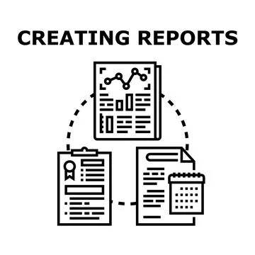 Creating business reports, documents, and statistical analysis Ilustração Stock