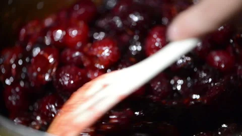 Creating Cherry Jam from Scratch Stock Footage 247049784