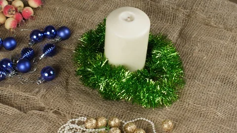 Creating a Christmas composition. Elements of the Christmas composition lie on Stock Footage 116370497