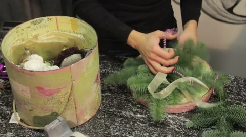 Creating a Christmas gift package design Stock Footage 56858835