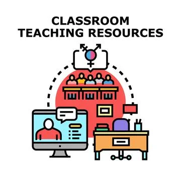 Creating classroom teaching resources for modern education Stock Illustration