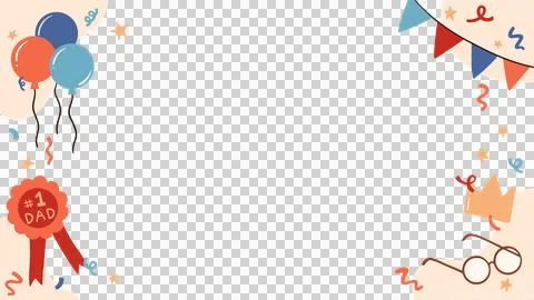 Creating clear Father's Day border with decorations, rosette, eyeglasses  and  Stock Illustration
