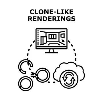 Creating clone like 3d renderings digitally Stock Illustration