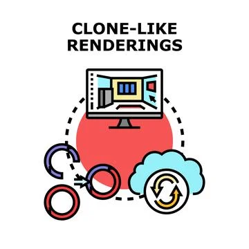 Creating clone like 3d renderings digitally Stock Illustration