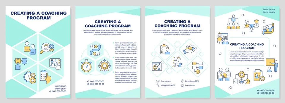 Creating coaching program mint brochure template Stock Illustration