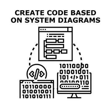 Creating code based on system diagrams and architecture Stock Illustration