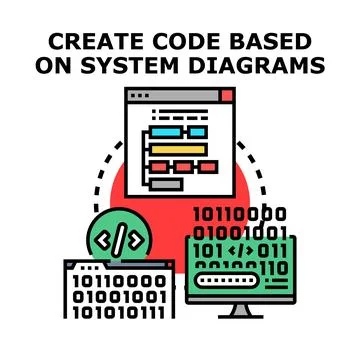 Creating code based on system diagrams and architecture Stock Illustration