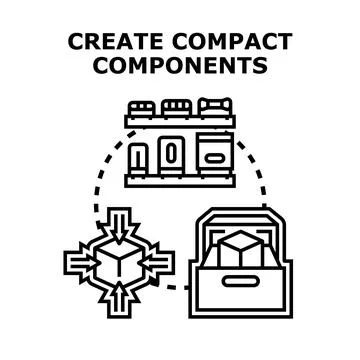 Creating compact components for storage and organization Stock Illustration