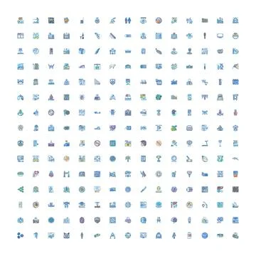 Creating a comprehensive collection of diverse outline icons イラスト素材