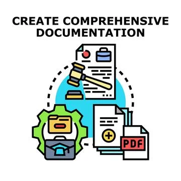 Creating comprehensive documentation for business law process Stock Illustration