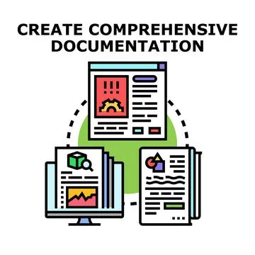 Creating comprehensive documentation for business processes and data analysis Stock Illustration