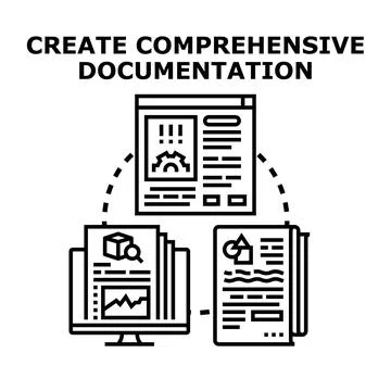 Creating comprehensive documentation for business processes and data analysis Stock Illustration