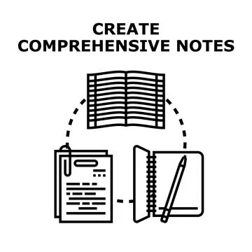 Creating comprehensive notes concept with educational supplies Stock Illustration