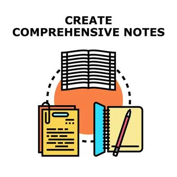 Creating comprehensive notes concept with educational supplies Stock Illustration