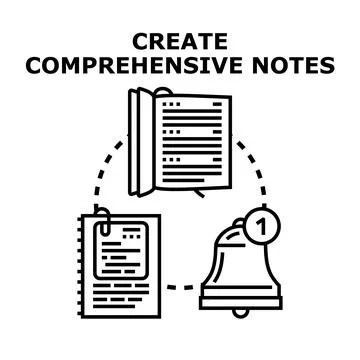 Creating comprehensive notes organizing important information concept Stock Illustration