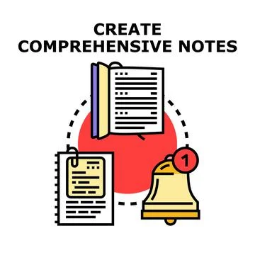 Creating comprehensive notes organizing important information concept Stock Illustration