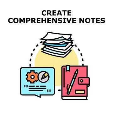 Creating comprehensive notes for study and organization Stock Illustration