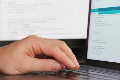 Creating computer code Stock Photos