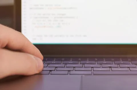 Creating computer code theme Foto stock